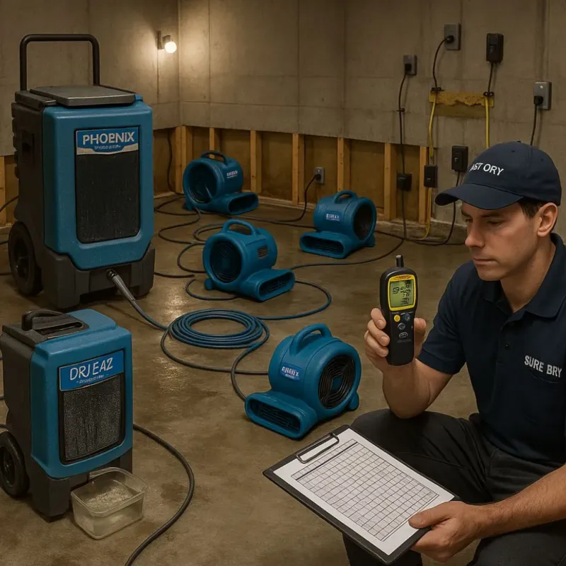 Structural Drying and Dehumidification process in Marcus Hook, PA